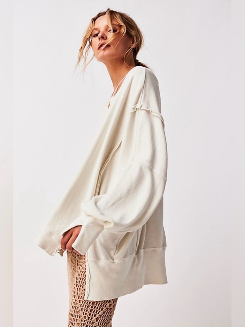 We The Free Camden Oversized Ivory Sweatshirt